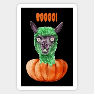 Creepy Cute Green Zombie LLama Alpaca Halloween Pumpkin Funny Sticker